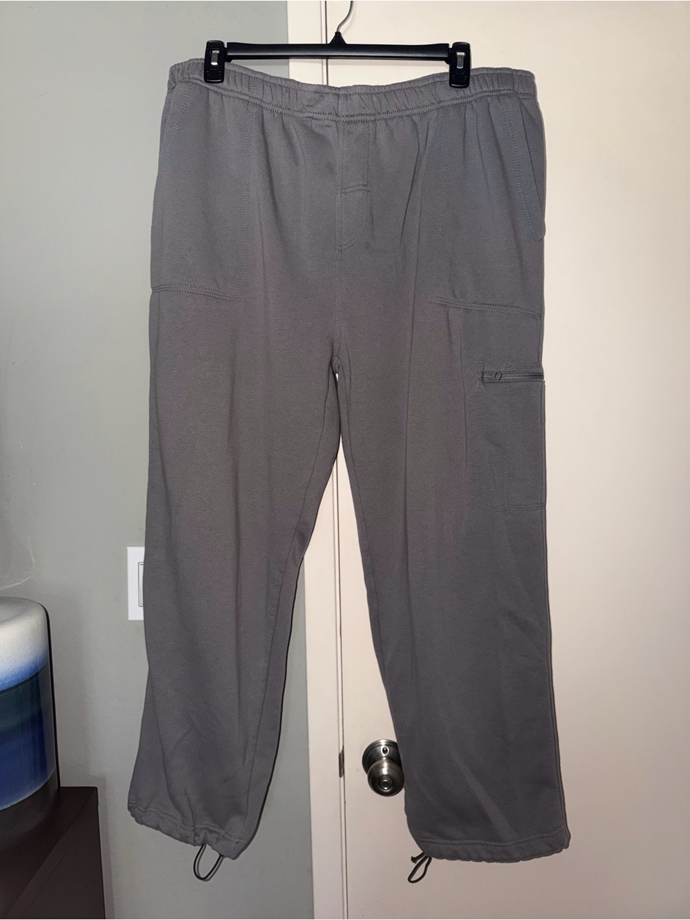 Men's Gray Elastic-Waist Utility Joggers
